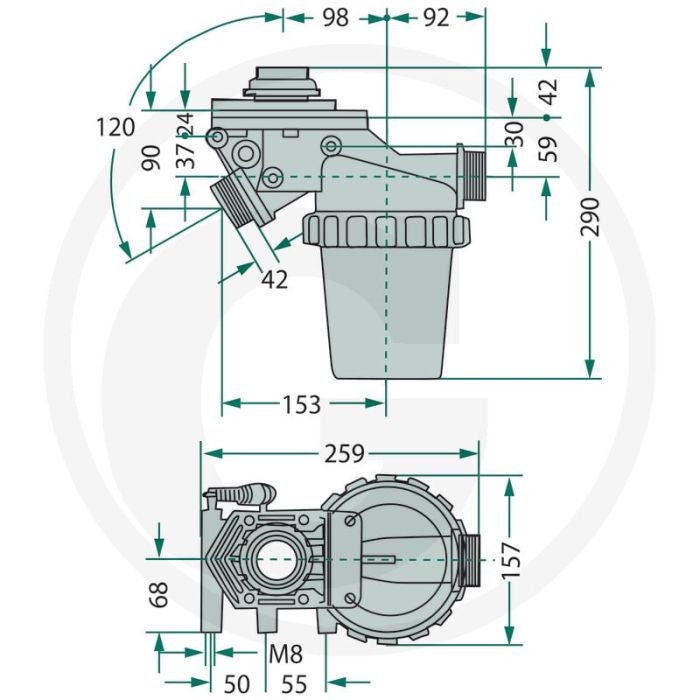 Aanzuigfilter buitendr. 1 1/2", 32 mazen (Filtermarkering: rood)