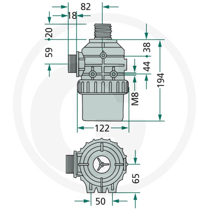 Aanzuigfilter buitendr. 1 1/2", 32 mazen (Filtermarkering: rood)