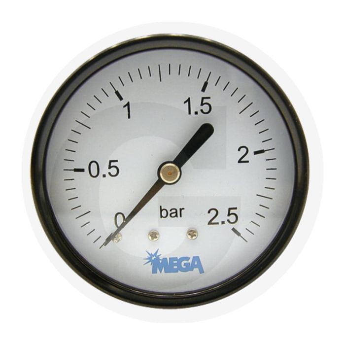 Manometer +1 bar, Ø63mm, Staal, Droog, Koperlegering