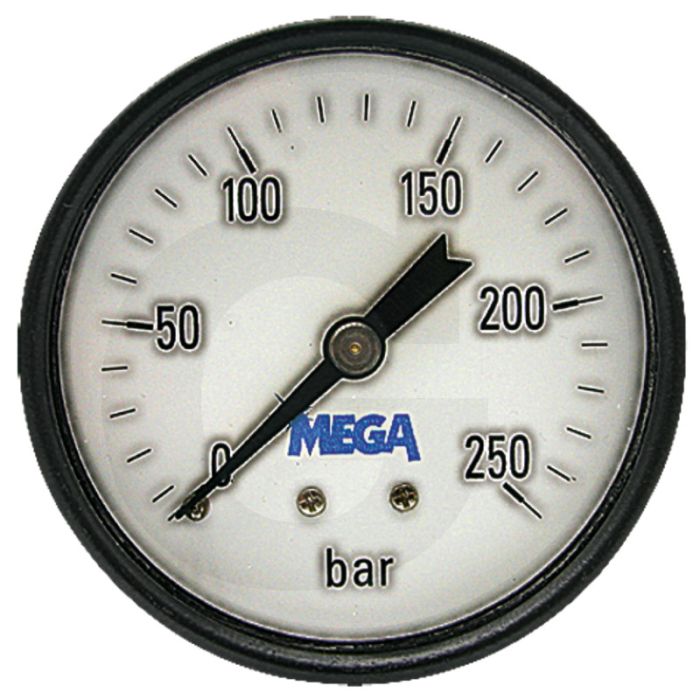 Manometer +400 bar, Ø63mm, Staal, Droog, Polycarbonaat.