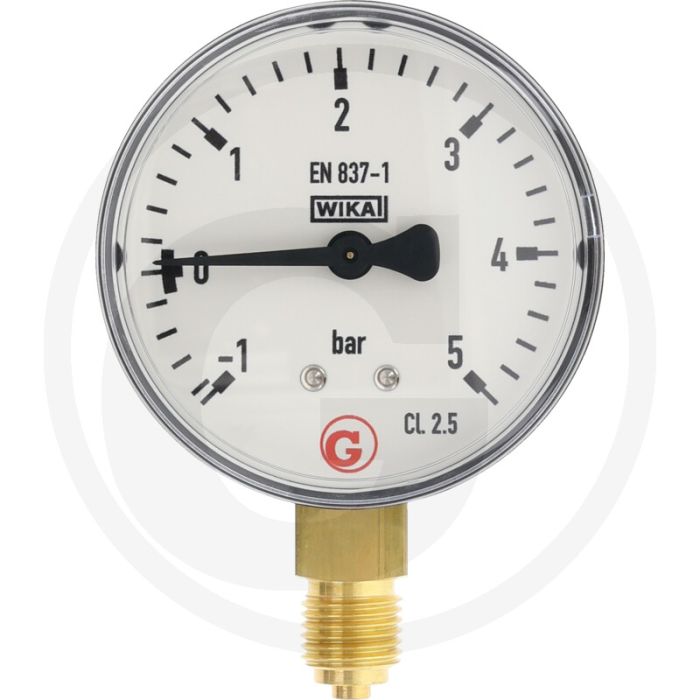 Manometer - Meetbereik: -1 → +5 bar, Ø: 63mm, Aansluiting: 1/4" onder