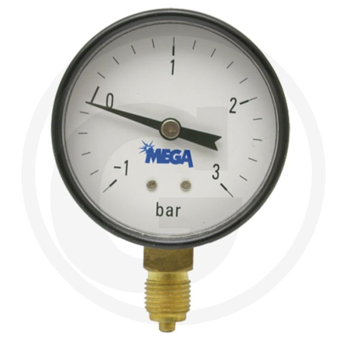 Manometer - Meetbereik: -1 → +3 bar, Ø: 63mm, Aansluiting: 1/4" onder