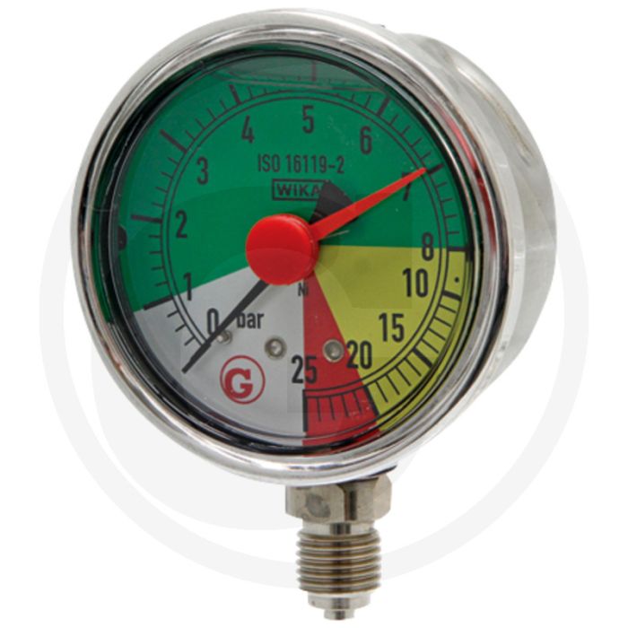 WIKA Manometer 0 - 25 bar, Ø 63mm, RVS aansluitdraad