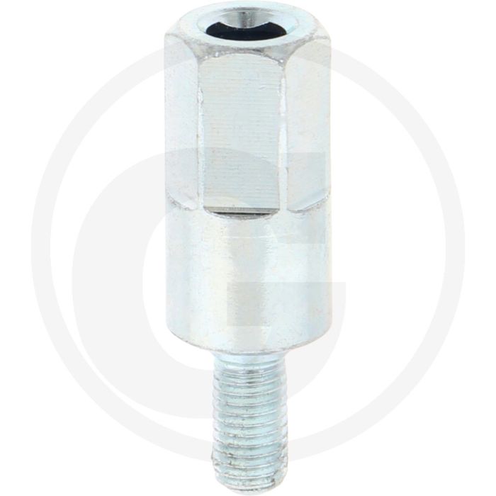 Asadapter (M6 rechtse draad  Asgaten ovaal / 6,5 x 8 mm)