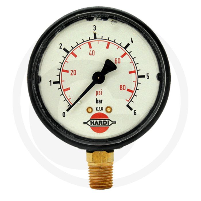 Hardi Manometer +6 bar Ø65mm Messing met glycerine - Gewasbescherming