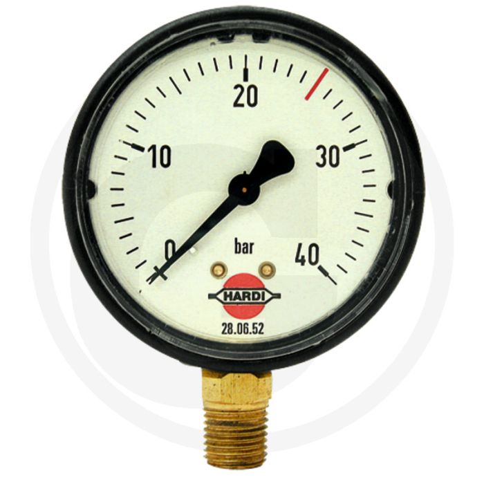 Hardi Manometer 1/4" onder, 0 → + 40 bar Ø 65 mm met glycerine (Gewasbescherming)