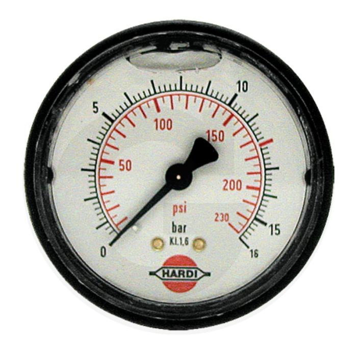 Hardi Manometer +16 bar Ø65mm Messing met glycerine gevuld