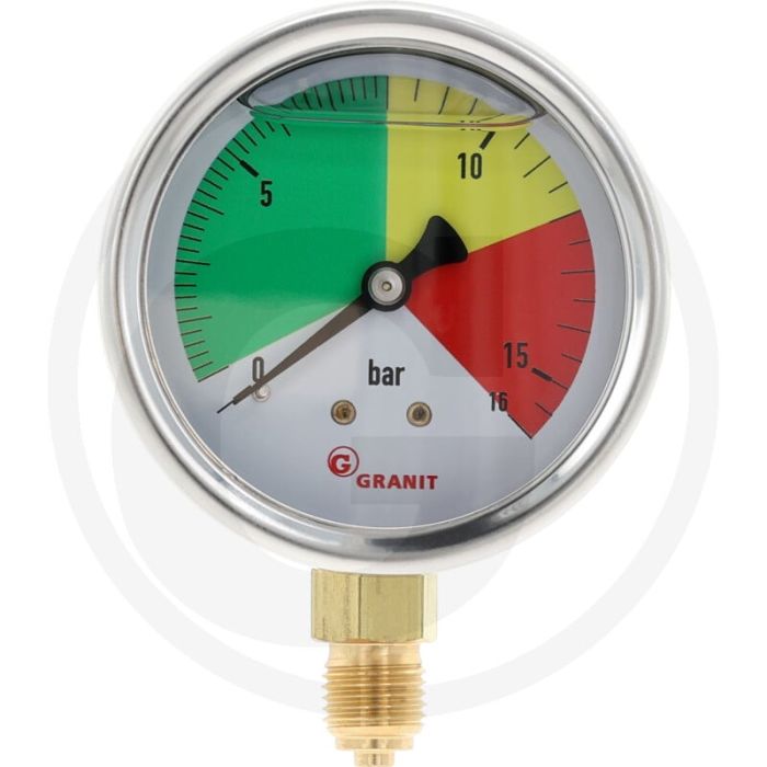 Manometer Ø: 63 mm 0-16 bar onder 1/4" (standaard)