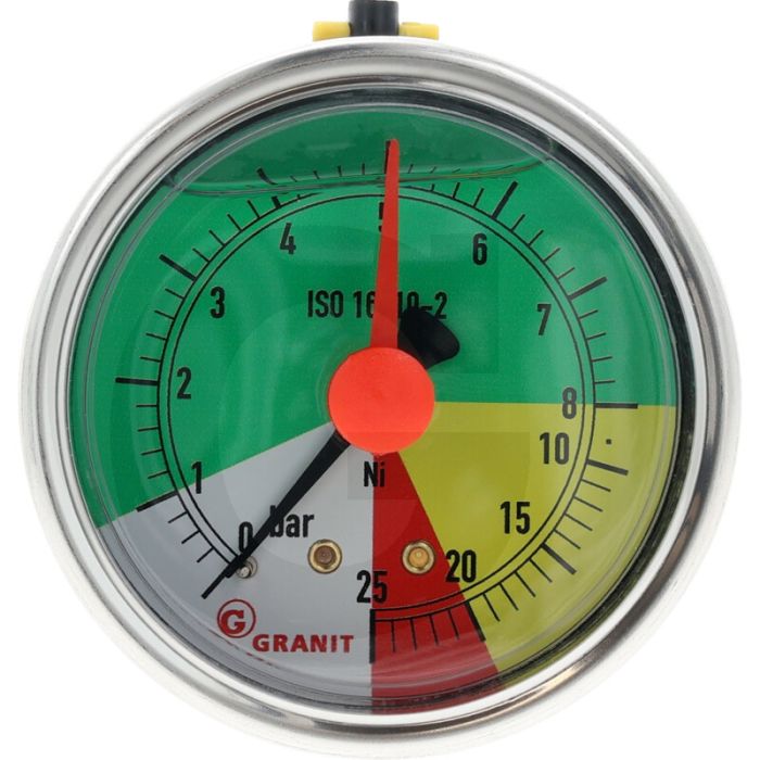 Manometer 0-8-25 bar aan de achterkant 1 (Bestand tegen vloeibare kunstmest)