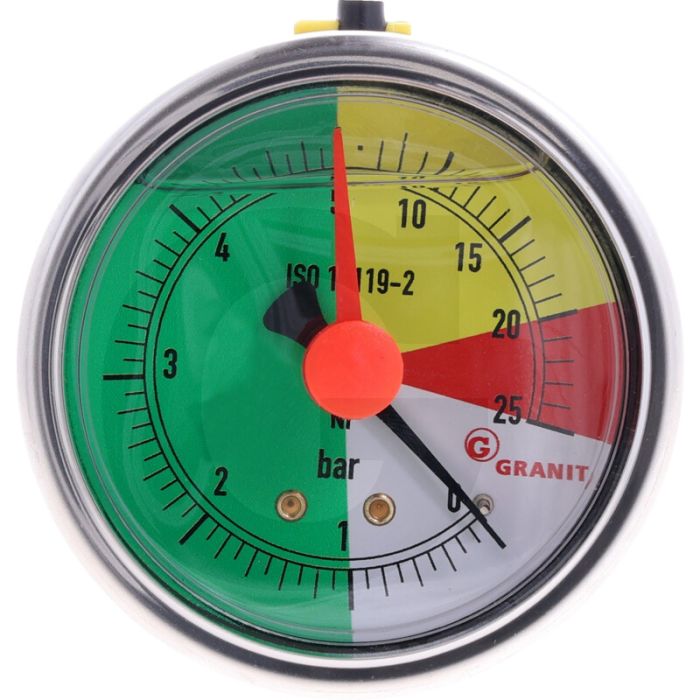 Manometer 0-5-25 aan de achterkant 1/4" (Bestand tegen vloeibare kunstmest)