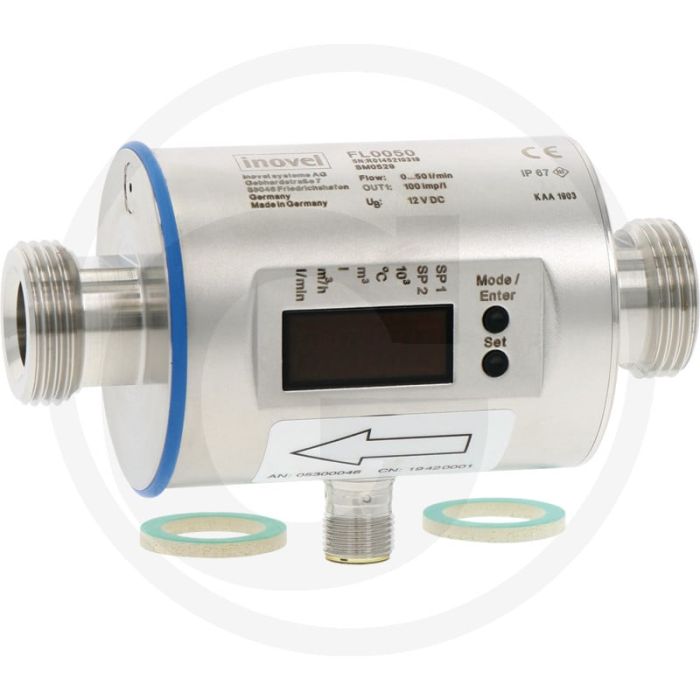Inovel Doorstroommeter 3/4" 50 l/min RVS AISI316L IP67 Inovel Doorstroommeter 3/4" 50 l/min RVS AISI316L IP67