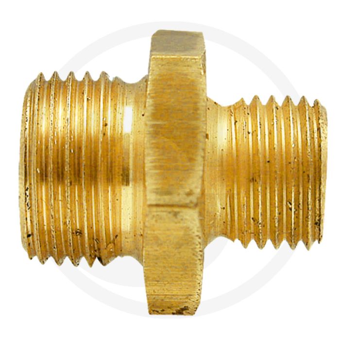 Dubbele nippel Messing 1/4" 3/8" 25mm