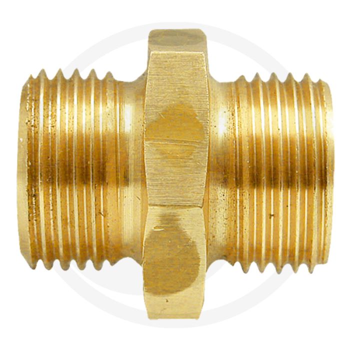 Dubbele nippel Messing 3/8" x 3/8" 25mm