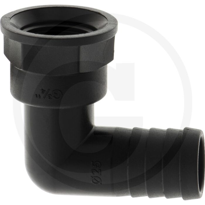 Schlauchtülle 90°, Ø 25mm x IG 3/4", PVC.