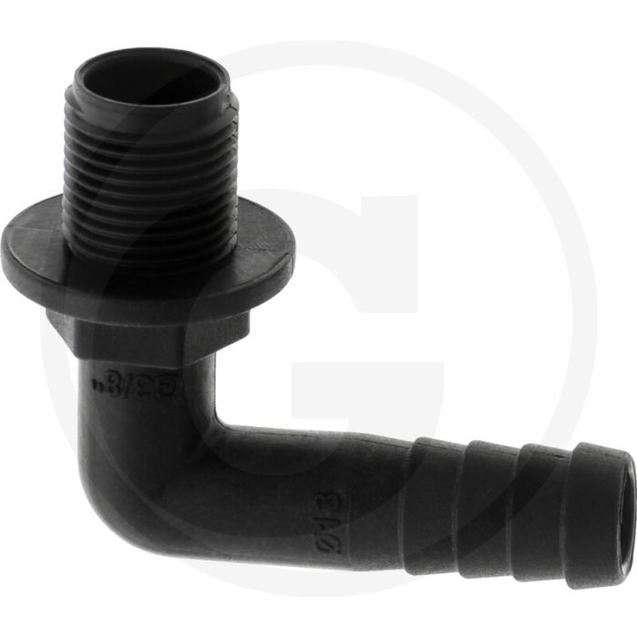 Schlauchtülle 90°, Ø 13mm x AG 3/8", PVC, BSP draad