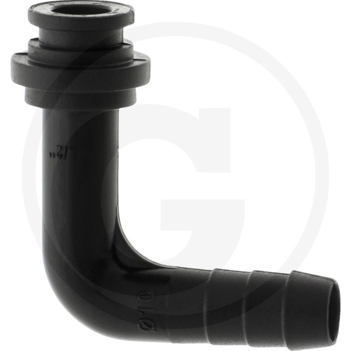 Bogen 90° mit Schlauchtülle Ø 10 mm (für Überwurfmutter mit Innengewinde 1/2")