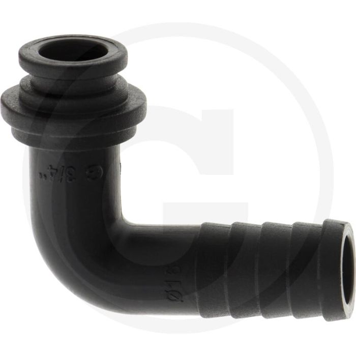 Bogen 90° mit Schlauchtülle Ø 15 mm (für Überwurfmutter mit Innengewinde 3/4")