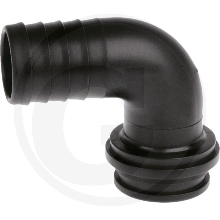 Tecomec Bogen 90° mit Schlauchtülle Ø 20 mm (für Überwurfmutter mit Innengewinde 1")