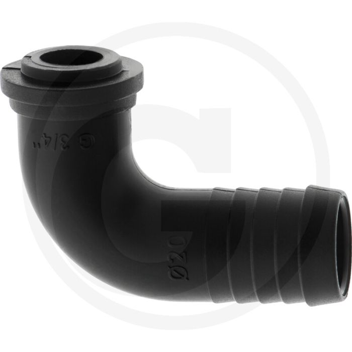 Schlauchtülle 90° Ø20mm für Überwurfmutter (mit Innengewinde 3/4")