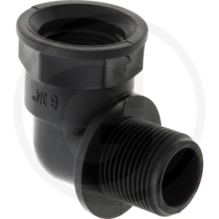 Bocht 90°, IG 3/4" x AG 3/4", PP, 40,5mm x 38,5mm