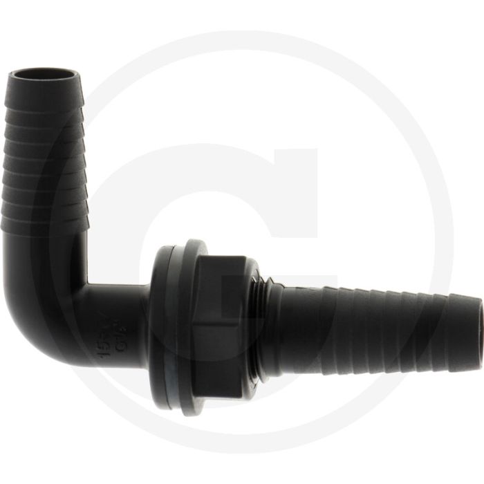 Verschraubung 90°, 2 x Ø 15mm (mit Überwurfmutter 1/2")