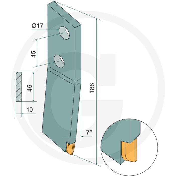 Schraubzinken rechts Hartmetall 188x10x45mm