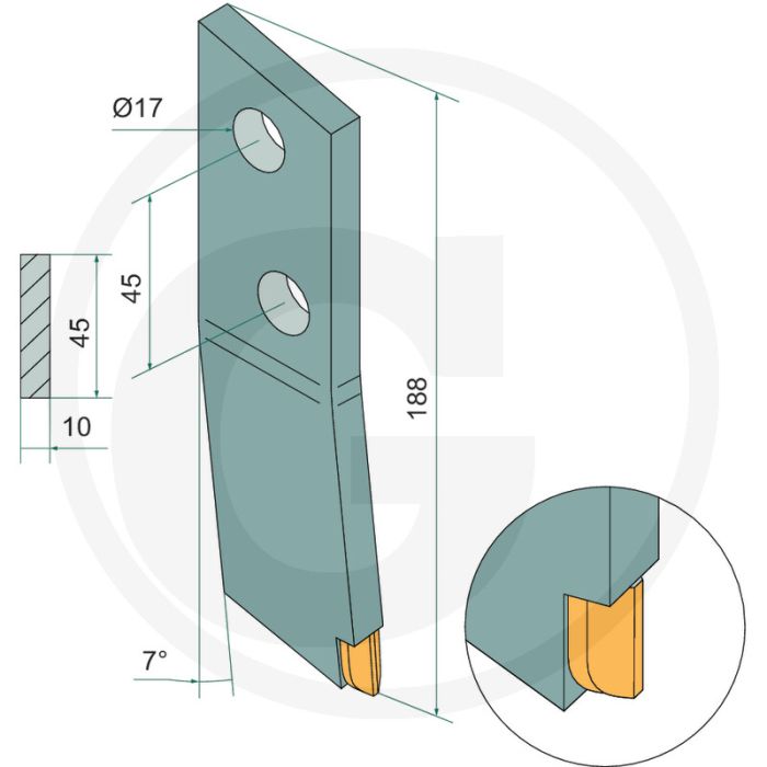 Schraubzinken links Hartmetall 188mm.
