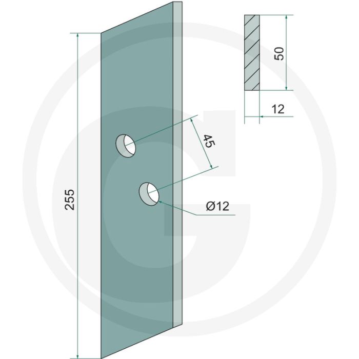 Schroeftand 255x50x12mm