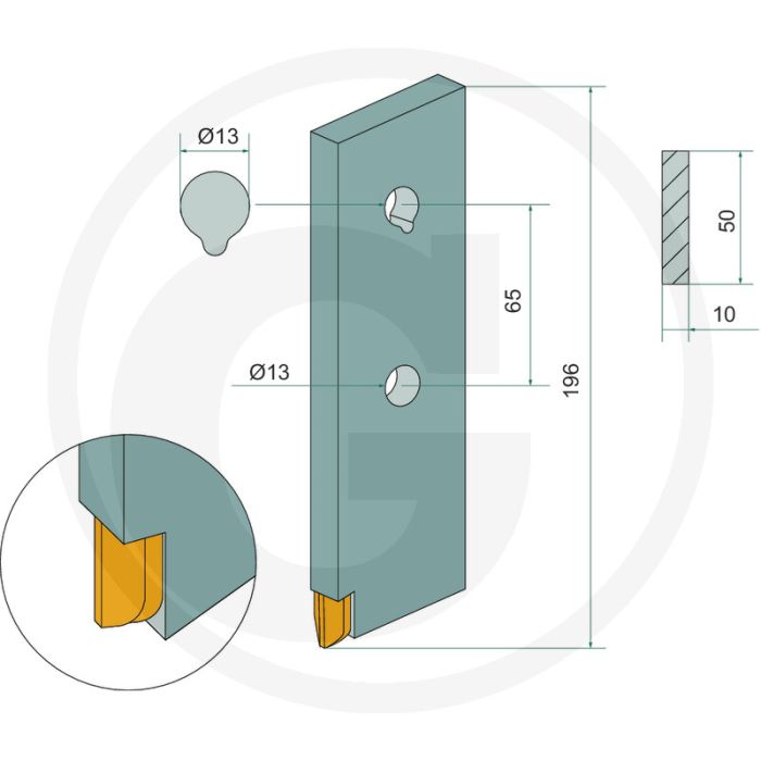 Streuzinken Hartmetall 10x50x196mm.