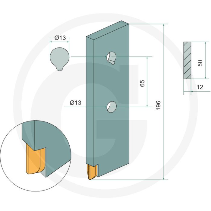 Streuzinken Hartmetall 12x50x196mm.