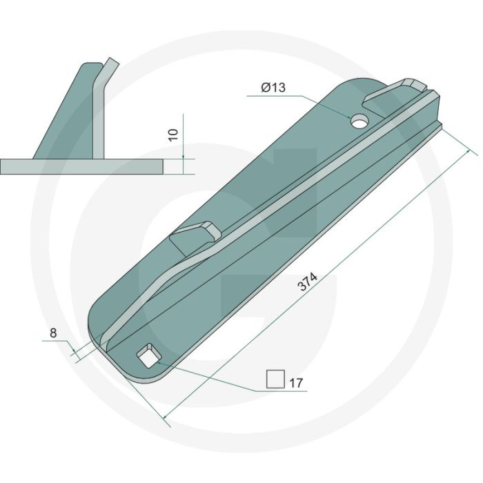 Streuflügel links - VS 1604, L374mm, Ø13mm
