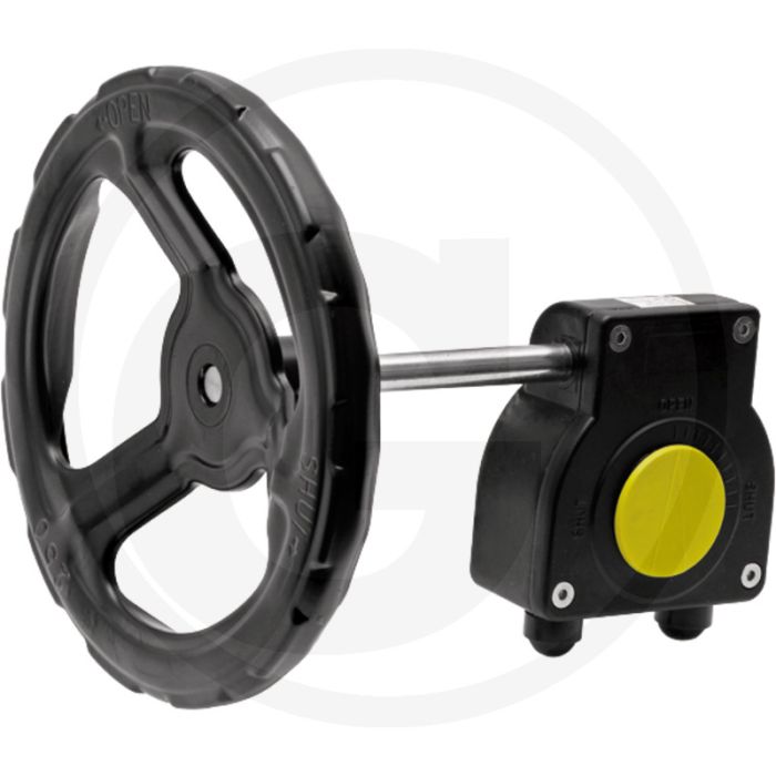 Watergates Wormwielaandrijving (met handwiel IP65, voor vlinderklep DN250/300, 22 mm vierkant)