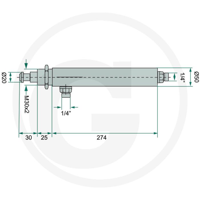 Doppelwirkender Zylinder 6'' verzinkt M30x2 150mm slag