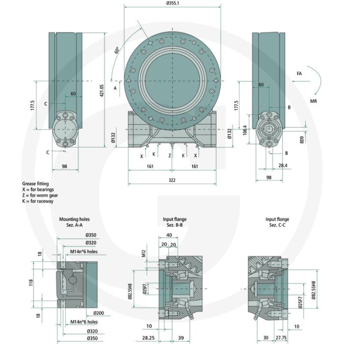 MZ Draaikoppeling 8'' met hydrauliekmotor - Max. draaimoment: 9.100 Nm