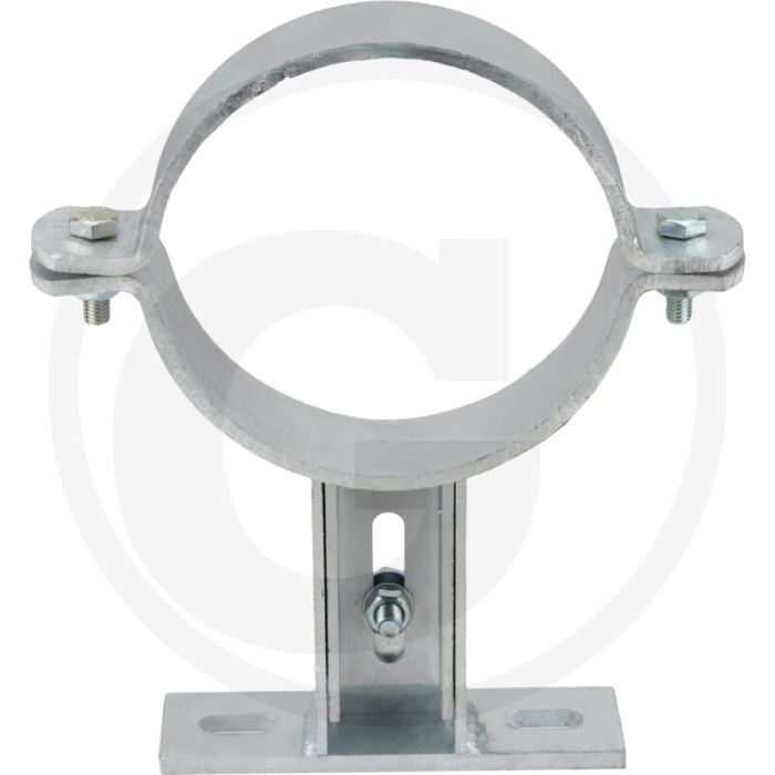 Wandklem voor PVC buis 160mm Ø, 300-375mm L, 120mm gatafstand. Verzinkt, verstelbaar.