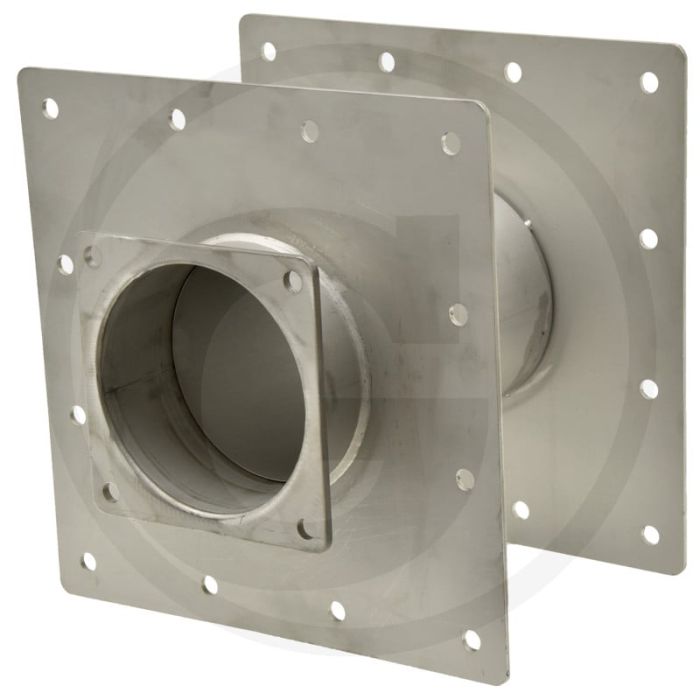 Wanddoorvoer RVS 8" met afdichtingsplaten