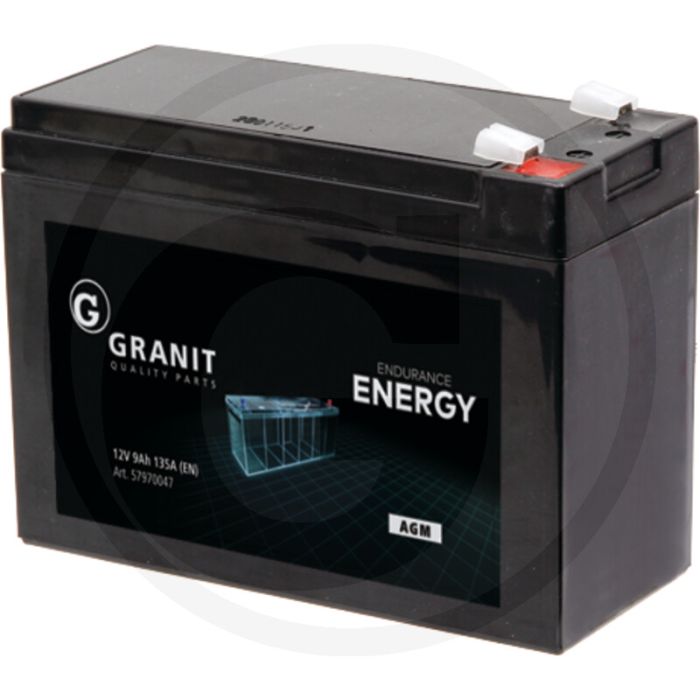 ENDURANCE ENERGY Accu 9V / 12Ah AGM Vlakstekker Gesloten en onderhoudsvrij