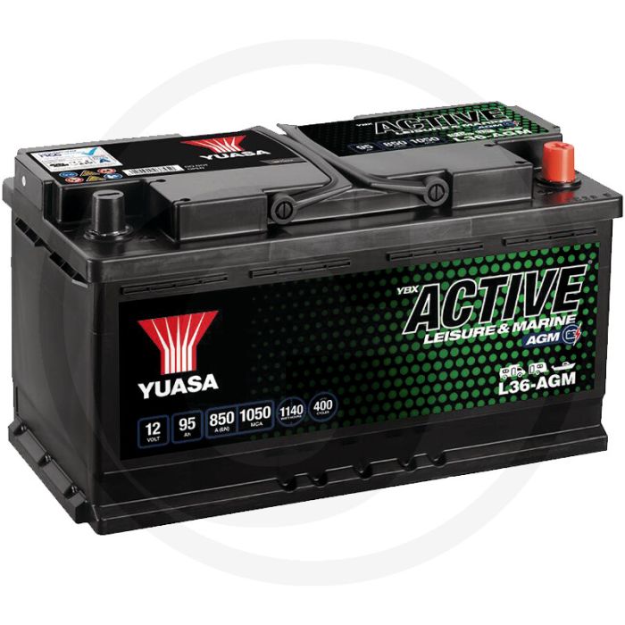 Yuasa Accu 95Ah 850EN 353x175x190mm 12V Ca VRLA Ontgassing - Caravans & Campers