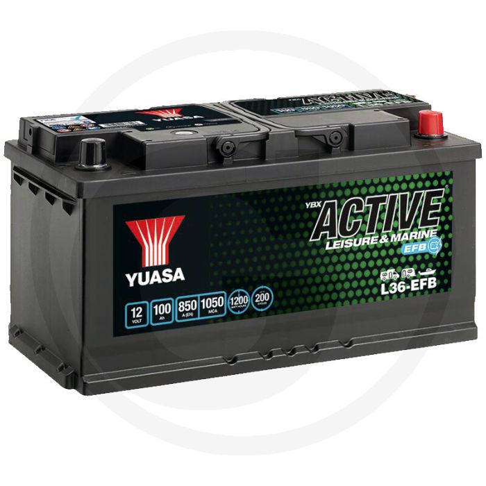 Yuasa Accu 100Ah 850EN 353x175x190mm T1 Ca/Ca 12V 7A - Caravans en campers