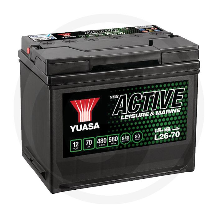 Yuasa Accu 70Ah 480EN 260x174x225mm 12V Ca/Ca 4A - Caravans & Campers