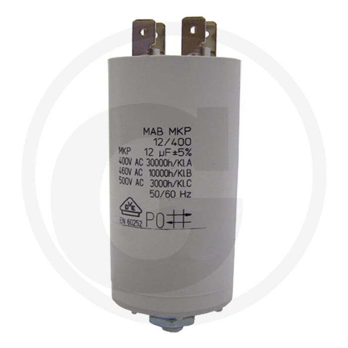 Condensator Sabo, Wolf 12 µF 35x79 mm met vlakstekkeraansluiting