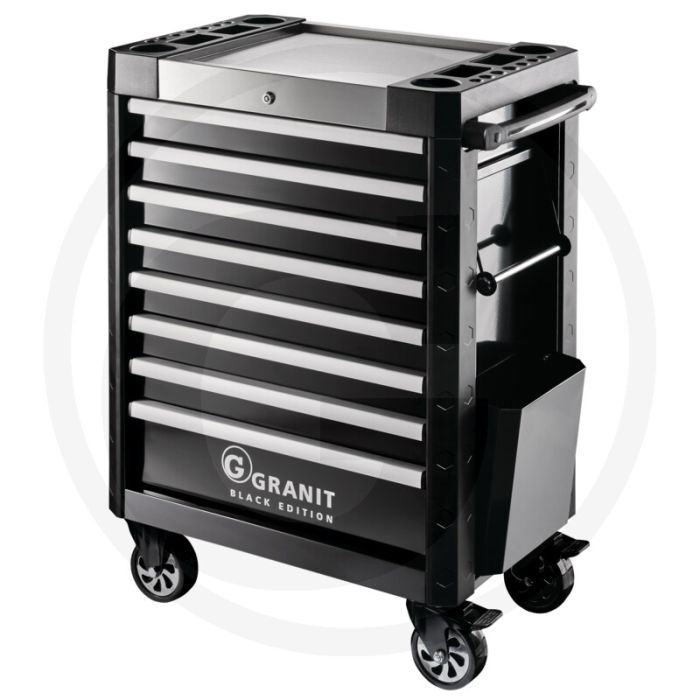 BLACK EDITION Gereedschapswagen Dynamic - 8 schuiflades, RVS werkblad
