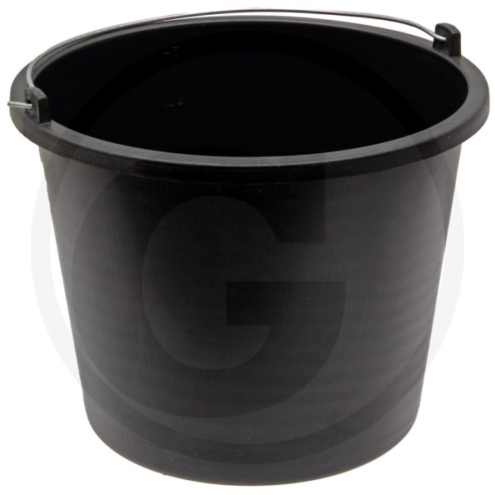 Emmer 5L, Ø 240mm, H 200mm. Kunststof, zwart, met verzinkte beugel.