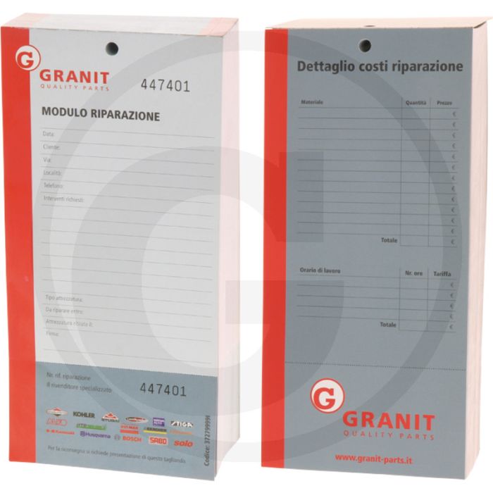 Reparatiekaarten Italiaans 200 stuks 210x100 mm