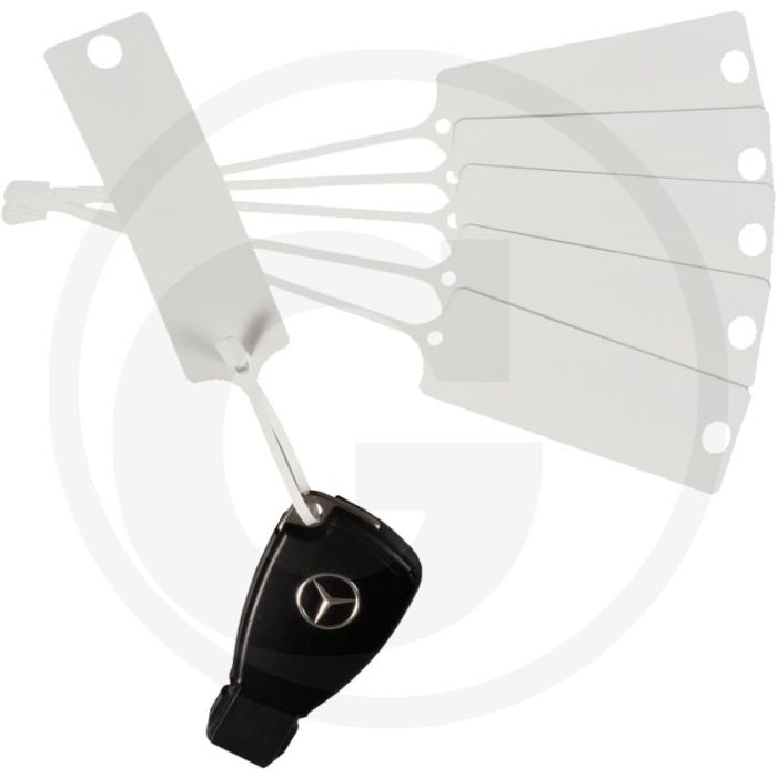 Bijlage-ringen voor autosleutels, 100 stuks, wit, 65 x 25 mm