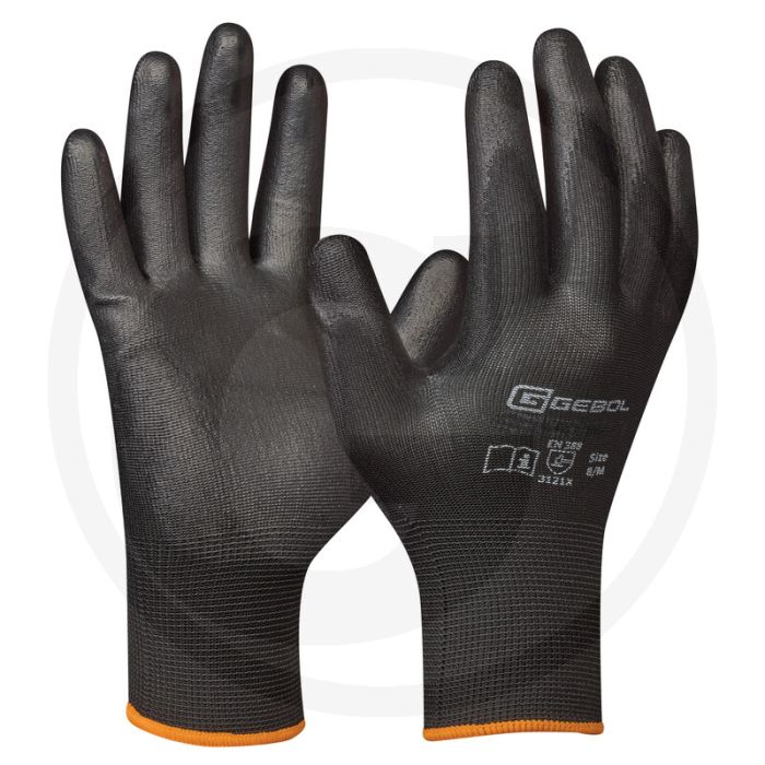 Gebol Handschoenen "Micro Flex" M maat, PU-coating, EN 388 - Zwart