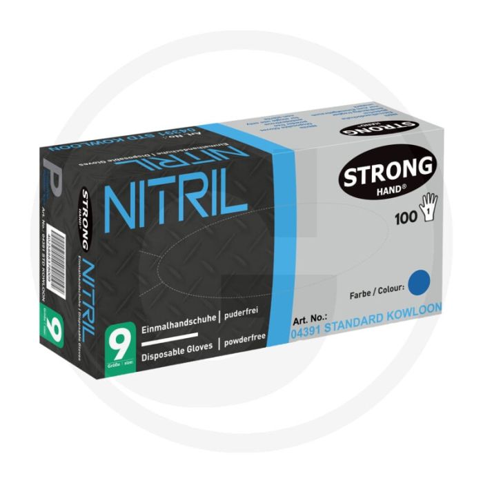 VPE100 wegwerphandschoenen "blauw nitril, L, 0,08mm dikte, 240mm lengte.
