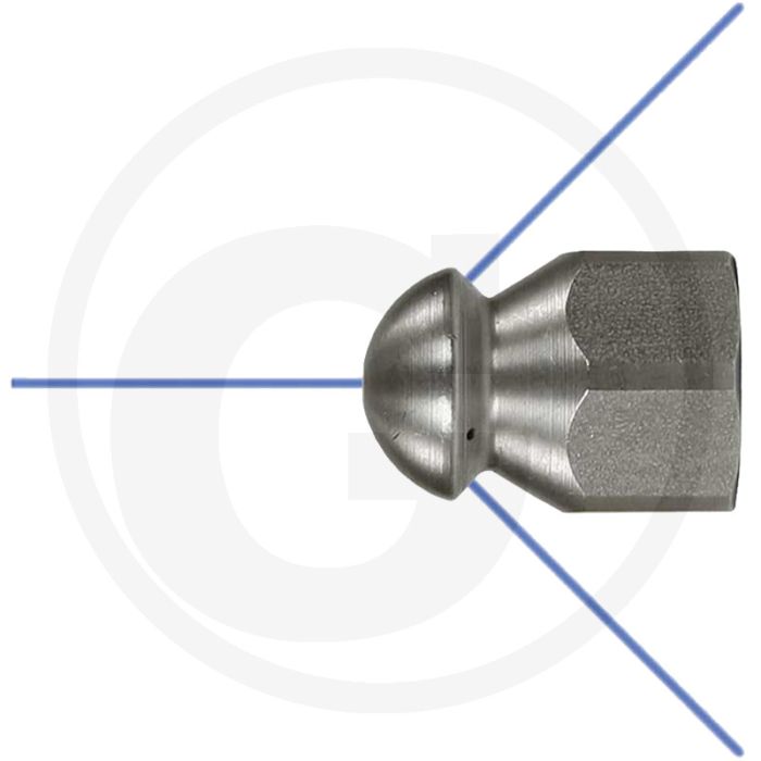 Rohrreinigungsdüse - 3 Bohrungen nach hinten, mit Frontbohrung, 1/4" IG, 055, 19mm, 250 bar