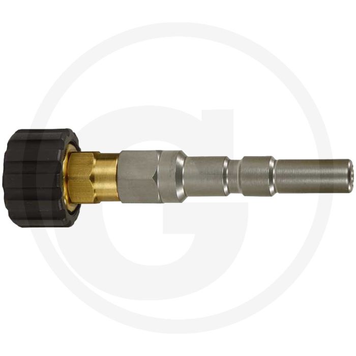 Lange insteekkoppeling M22 x 1,5 binnendraad, 300 bar, RVS/messing, 150°C. Passend voor Kränzle.