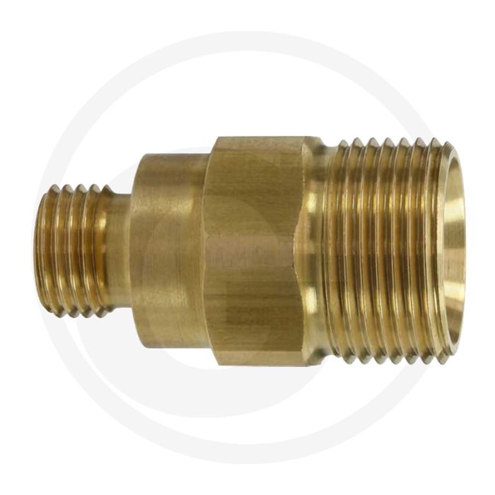 Tegennippel Messing 1/4" M22 x 1,5 39mm 400 bar.